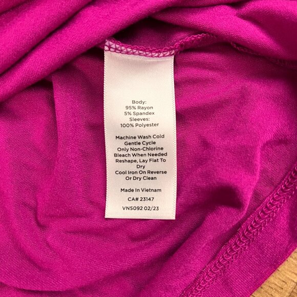 NEW Talbots Pleated Sleeve Crewneck Top Magenta Pink Sz L - Picture 10 of 13